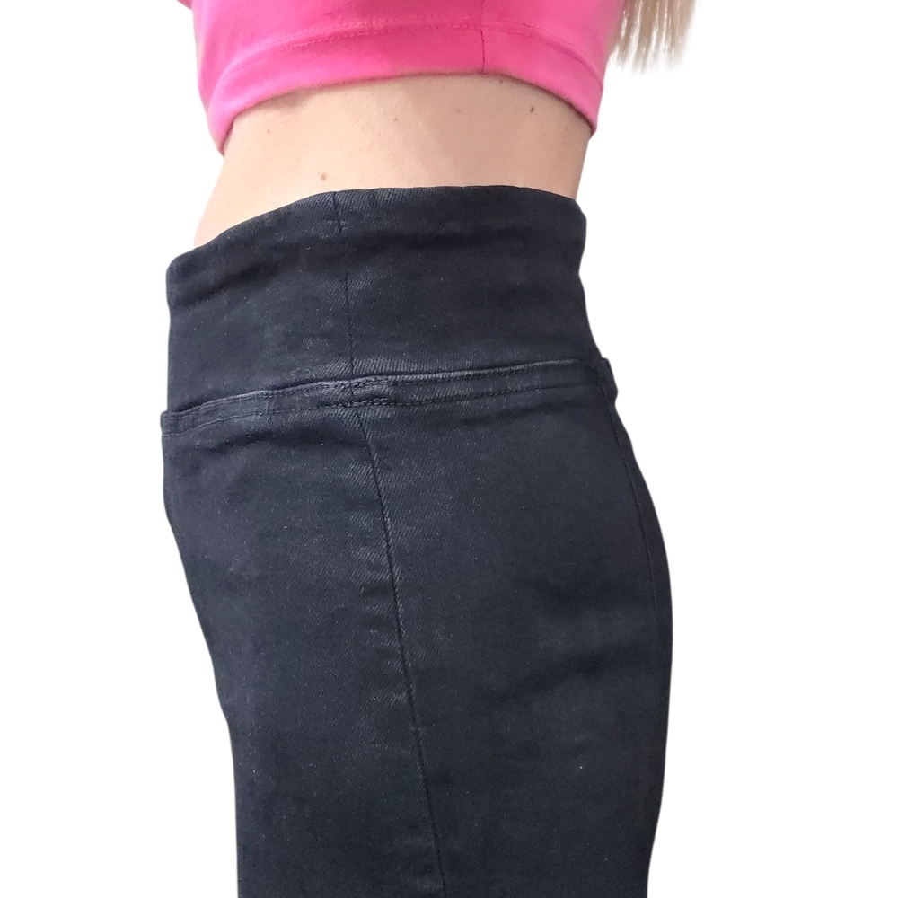 FRAME The Jetset Flare Jeans 1 Sheen Noir Black High Rise Pull On - Picture 7 of 9